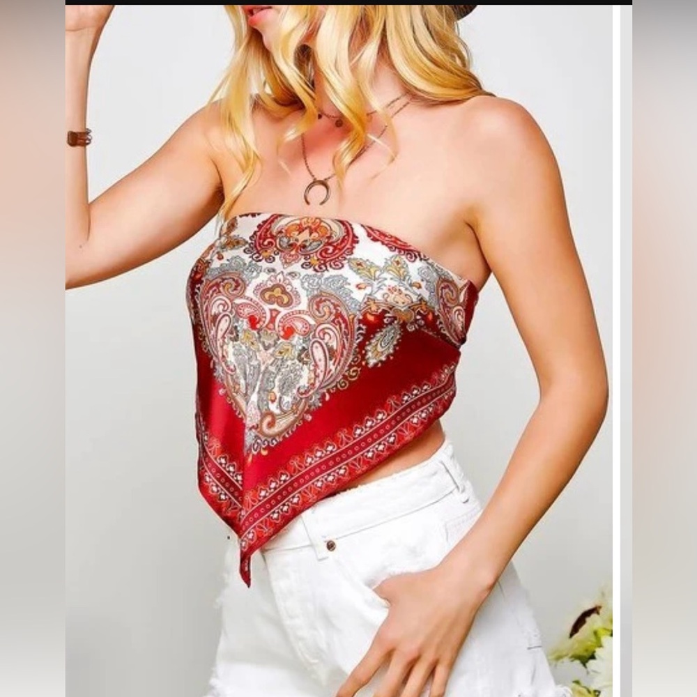 Paisley bandana tube top